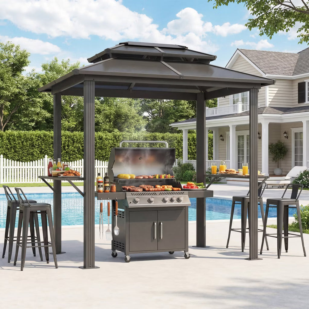 xBeStill Haven™ 6’ x 8’ Outdoor Grill Gazebo with Shelves for Calm Backyard Living