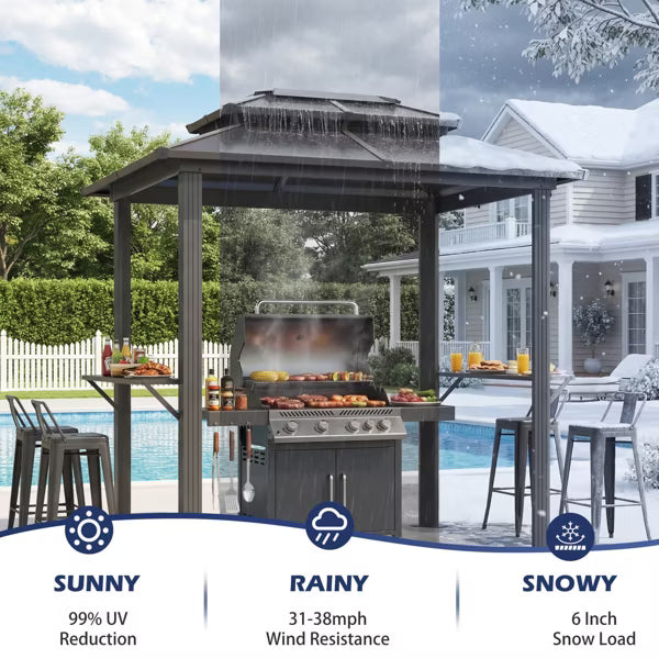 xBeStill Haven™ 6’ x 8’ Outdoor Grill Gazebo with Shelves for Calm Backyard Living